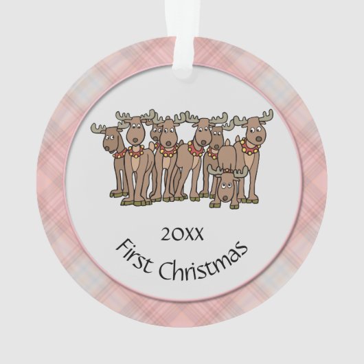 Dated Photo Baby's First Kerstmis met rendierster Ornament (achterkant)