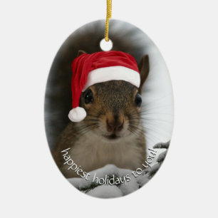Dated Santa Squirrel™ gelukkigste Feestdagen Keramisch Ornament