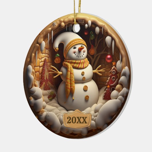 Dated Snowman-kerstversiering Keramisch Ornament (Links)