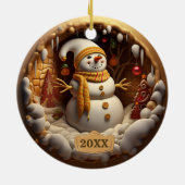 Dated Snowman-kerstversiering Keramisch Ornament (Achterkant)