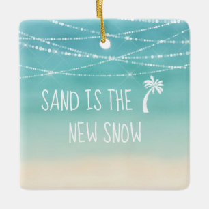 Dated Tropical Beach First Kerstmis in Florida Keramisch Ornament