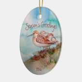 Dated, Waterverf Sandpiper Shore Beach Bird Art Keramisch Ornament (Links)