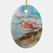 Dated, Waterverf Sandpiper Shore Beach Bird Art Keramisch Ornament (Voorkant)