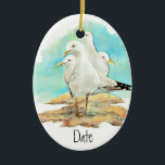 Dated, Waterverf Seagull, Beach, Shore, Bird Keramisch Ornament<br><div class="desc">Custom Dated,  Waterverf Seagull Bird,  Animal,  voor diegenen die houden van vogels en water,  oceanen,  zeeen,  rivieren en kusten</div>