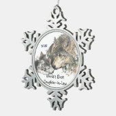 Dated World's Best Daughter-in-Law Wolf Cubs Art Tin Sneeuwvlok Ornament (Rechts)