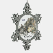 Dated World's beste tante Wolf met Cubs Art Tin Sneeuwvlok Ornament (Links)