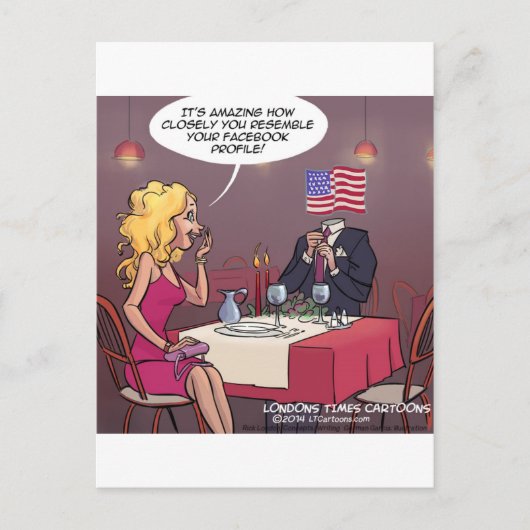 Daten via sociale media is grappig briefkaart (Voorkant)
