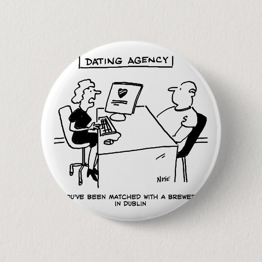 Dating Agency komt overeen met een brouwerij Ronde Button 5,7 Cm (Voorkant)