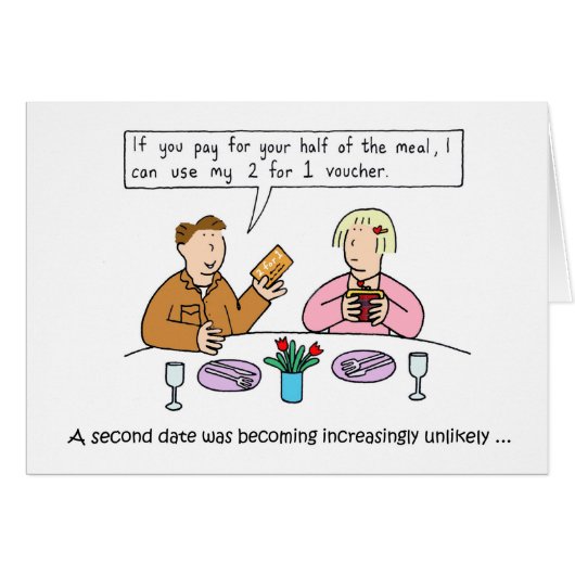 Dating Humor Cartoon Meal for Two Voucher (Voorkant Horizontaal)