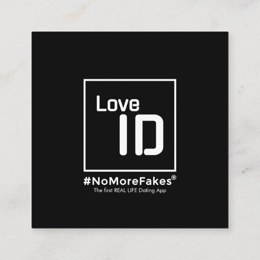 Dating Karte - BLACK - QR - PURE Collection Vierkante Visitekaartje (Achterkant)