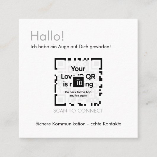Dating Karte - BLACK - QR - PURE Collection Vierkante Visitekaartje (Voorkant)