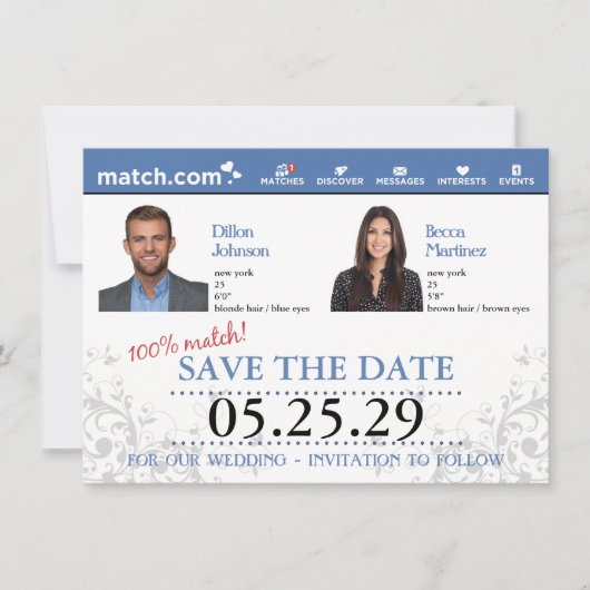 Dating Profile Save the Date Kaart (Voorkant)