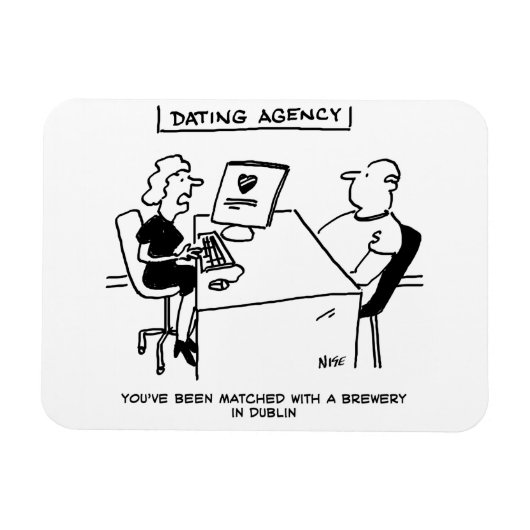 Datingbureau komt overeen met bierdrinker met een  magneet (Horizontaal)