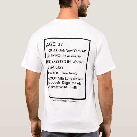Datingprofiel T-shirt (Achterkant)