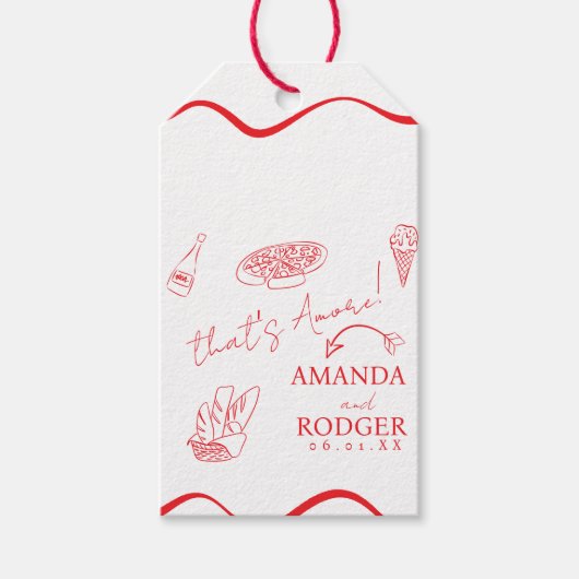 Dat's Amore Italiaanse Doodles Bruiloft Cadeaulabel (Voorkant)