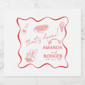 Dat's Amore Italiaanse Doodles Bruiloft Sparkling Wijnetiket (Enkel label)