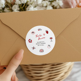 Dat's Amore Italiaanse Handgetekende Rood Bruiloft Ronde Sticker