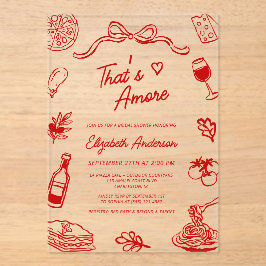 Dat's Amore Rode Italiaans Eet Bridal Shower Acryl Uitnodigingen