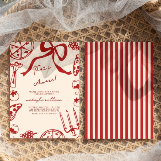 Dat's Amore Rode Italiaanse Schets Bruiloft Feest Kaart