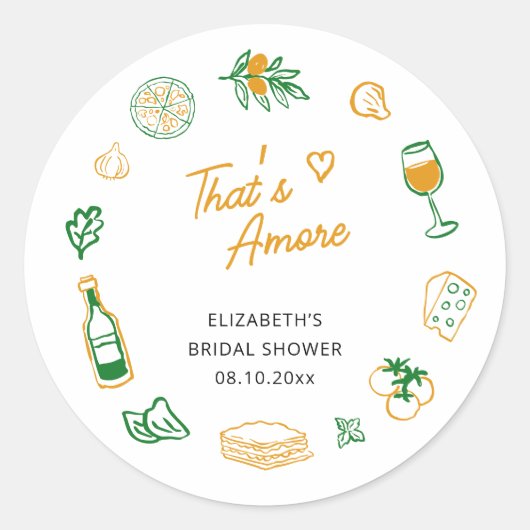 Dat's Amore Rustic Italiaanse Bruidsdouche Ronde Sticker (Voorkant)