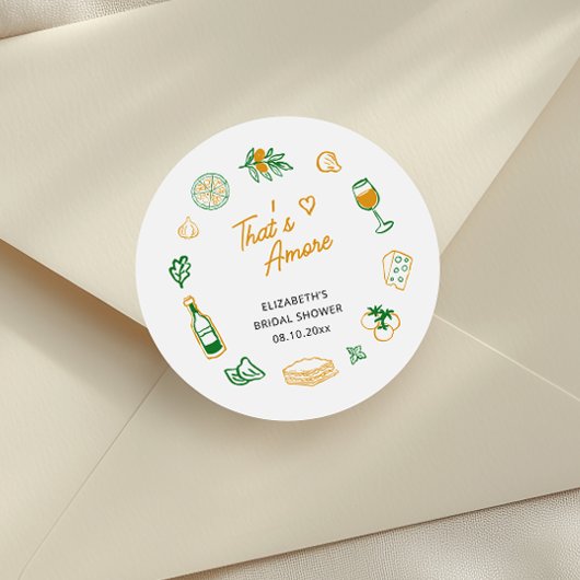 Dat's Amore Rustieke Italiaanse Bruidsdouche Ronde Sticker