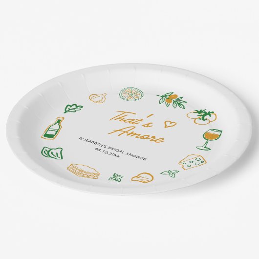 Dat's Amore Rustisch Italiaans Eten Bruidsfeest Papieren Bordje (Gekanteld)