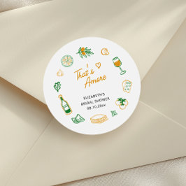 Dat's Amore Rustische Italiaanse Bruidsuitnodiging Ronde Sticker