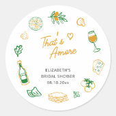 Dat's Amore Rustische Italiaanse Bruidsuitnodiging Ronde Sticker (Voorkant)