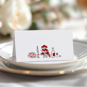 Dat's Amore Whimsical Italiaanse Rode Bruiloftsdou Plaatskaartje