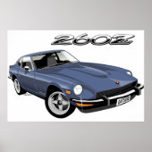 Datsun 260Z blauw Poster (Voorkant)