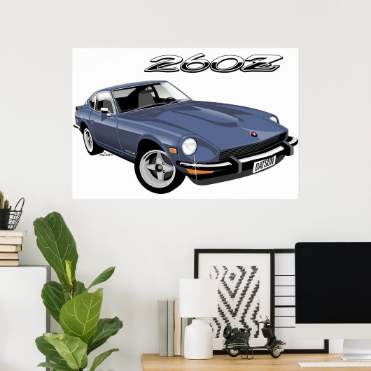 Datsun 260Z blue Poster (Thuiskantoor)