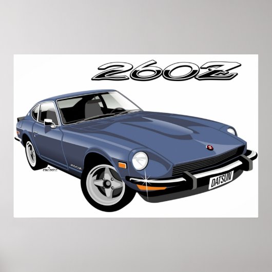 Datsun 260Z blue Poster (Voorkant)