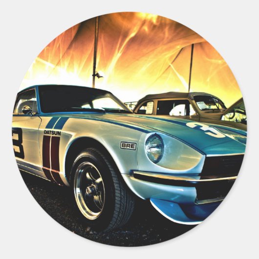Datsun Z Race-auto Ronde Sticker (Voorkant)