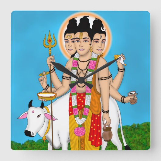 Dattatreya-klok Vierkante Klok (Voorkant)