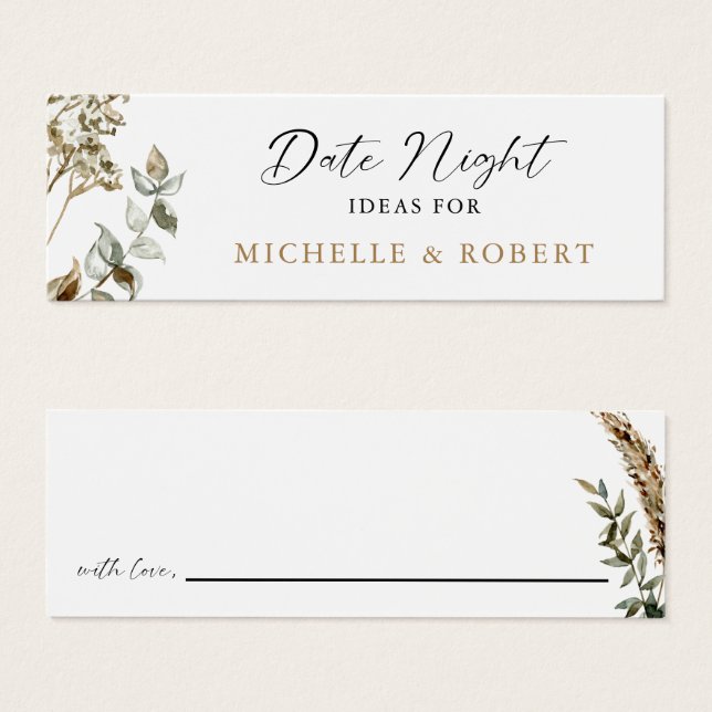 Datum acht ideas Boho Pampas Grass Wedding Elegant Mini Visitekaartjes (Voorkant /achterkant)