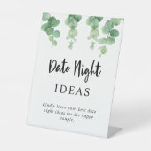 Datum acht ideeën Eucalyptus bruiloft botanisch Reclamebord Met Voetstuk (Voorkant)