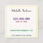 Datum afspelen Mam Kaart Kaart Kleurtekst Vierkante Visitekaartje (Achterkant)