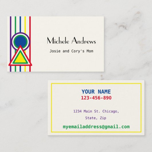 Datum afspelen Mam Kaart Kaart Kleurtekst Visitekaartje (Voorkant / Achterkant)