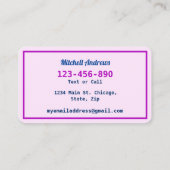 Datum afspelen Mam Kaart Kaart Kleurtekst Visitekaartje (Achterkant)