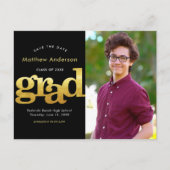 Datum afstuderen foto gouden typografie zwart uitnodiging briefkaart (Voorkant)