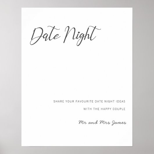Datum Avond Pot Bord Huwelijksadvies Bruiloft Cute Poster (Voorkant)