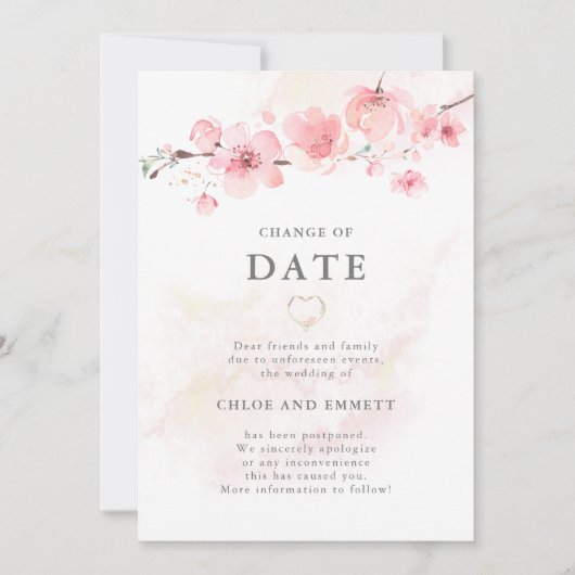 Datum bekendmaking Cherry Blossom Wedding Kaart (Voorkant)