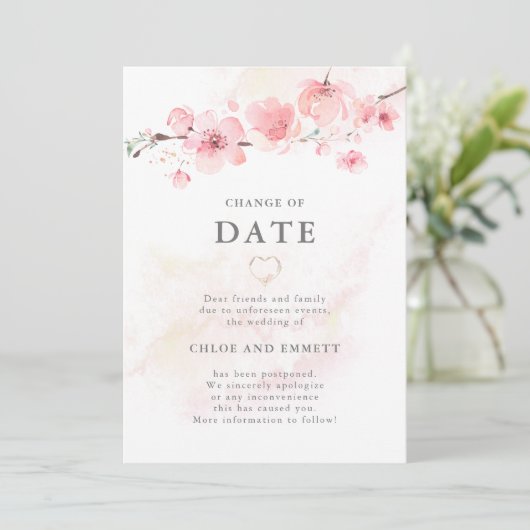 Datum bekendmaking Cherry Blossom Wedding Kaart (Staand voorkant)