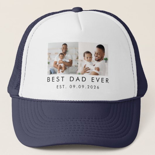 Datum Beste Papa Ooit 2 Foto Trucker Pet (Voorkant)