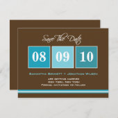 Datum blokkeert De datumkaart opslaan - Turquoise Save The Date (Voorkant / Achterkant)