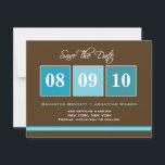 Datum blokkeert De datumkaart opslaan - Turquoise Save The Date<br><div class="desc">Geef je gasten een nieuwe en kische herinnering op je volgende trouwdag met deze gedurfde en kleurrijke opslagkaart. De optie van de magneet beschikbaar bij berryberrylief.com. Ook verkrijgbaar in Fuchsia Green.</div>