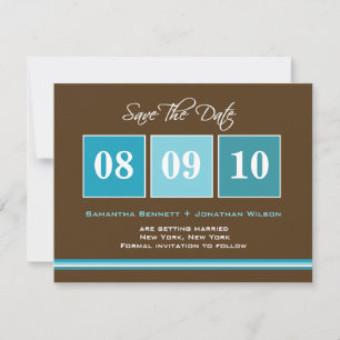 Datum blokkeert De datumkaart opslaan - Turquoise Save The Date