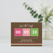 Datum Blokken Save The Date Kaart - Fuchsia Groen (Staand voorkant)