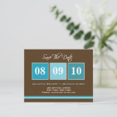 Datum Blokken Save The Date Kaart - Turquoise (Staand voorkant)