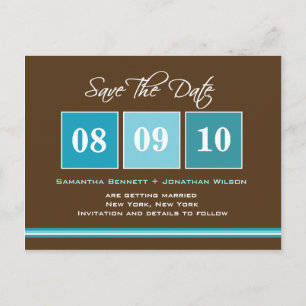 Datum blokken - Turquoise Aankondigingskaart